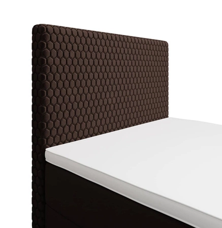 Łóżko kontynentalne Fargo 90x200 brązowe w nowoczesnym skandynawskim stylu z tapicerowanym zagłówkiem łóżko z pojemnikiem