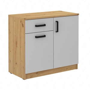 Komoda z szufladą Makana 80 cm dąb artisan / jasny szary funkcjonalny mebel do biura gabinetu lub pokoju młodzieżowego