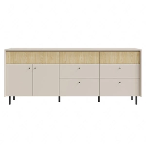 Komoda z szufladami Cappo 204 cm beż piaskowy / dąb olejowany nowoczesny design komody do salonu wyjątkowa stonowana kolorystyka