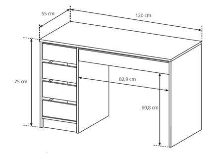 Biurko Ada 120 cm beżowe eleganckie biurko z szufladami i ergonomicznym blatem do domowego biura i pokoju młodzieżowego