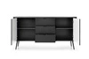Komoda z szufladami Zoya 168 cm czarna elegancki design owalny kształt bryły osadzony na metalowych nogach gustowny ryflowany front