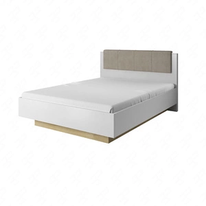 Łóżko z pojemnikiem Adria 160x200 cm biały połysk / dąb grandson nowoczesny design mebla obrzeża wykończone specjalną okleiną ABS