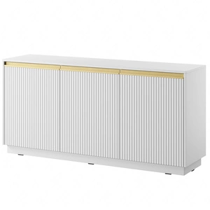 Komoda Imperial 154 cm biała nowoczesny design elegancka komoda z frezowanymi frontami i uchwytami w kolorze szczotkowanego złota