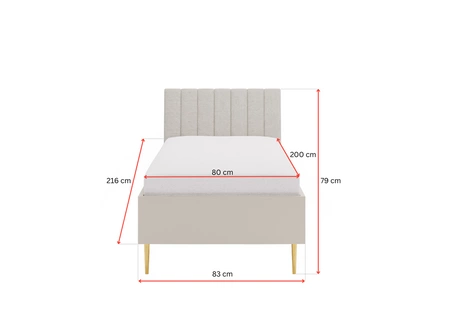 Zestaw mebli Belluna beżowy stylowy komplet mebli do pokoju młodzieżowego z szafą na ubrania oraz łóżkiem z tapicerowanym zagłówkiem