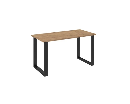 Stół Taunton 138x67 cm dąb lancelot / czarny prosta forma mebla wzbogacona o stylowe czarne nogi w stylu loftowym blat odporny na rozlanie cieczy