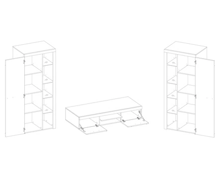 Meblościanka Rene XL biała idealna dla miłośników nowoczesnych aranżacji o eleganckim charakterze z szeroką funkcjonalnością