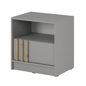 Szafka nocna z szufladą Aspen szara / lamele w kolorze dąb artisan stylowa szafka nocna stanowi idealny dodatek do sypialni