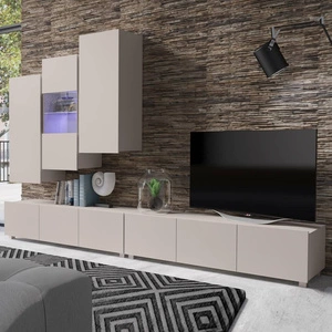 Meblościanka Apulia XVII beżowa wyjątkowo stylowa meblościanka proste bryły wpisujące się w każde wnętrze