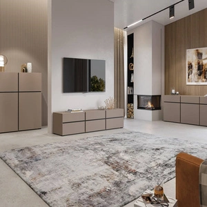 Zestaw mebli do salonu Cross ciemny beżowy prosta forma mebli w nowoczesnym wydaniu zachwyci miłośników minimalistycznych wnętrz