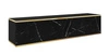 Szafka RTV wisząca Luxury 135 cm czarny marmur zachwyci miłośników eleganckich aranżacji korpus zwieńczony złotą listwą ozdobny marmurowy dekor