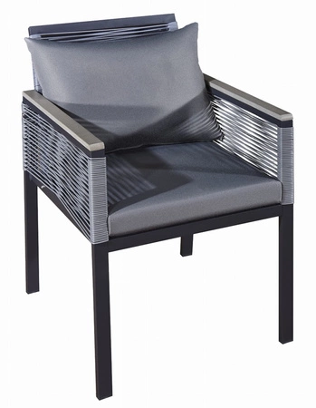 Zestaw mebli ogrodowych Corto czarny designerska konstrukcja mebli blat stolika wykończony polywood technoattanowa plecionka