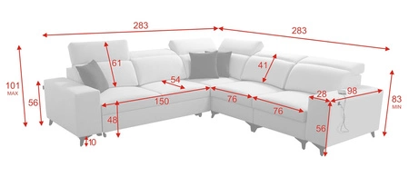 Narożnik z funkcją spania Kelly Sleek III jasny brąz prawostronny elegancki narożnik do salonu z dwoma pojemnikami na pościel