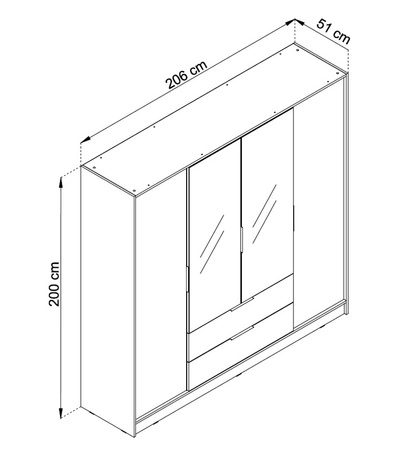 Szafa z lustrem Corse 200 cm beżowa nowoczesny design idealna szafa do sypialni lub przedpokoju pojemne szuflady
