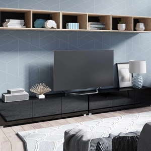 Meblościanka Apulia XXXIII czarny połysk / dąb artisan wyjątkowo stylowa meblościanka proste bryły wpisujące się w każde wnętrze