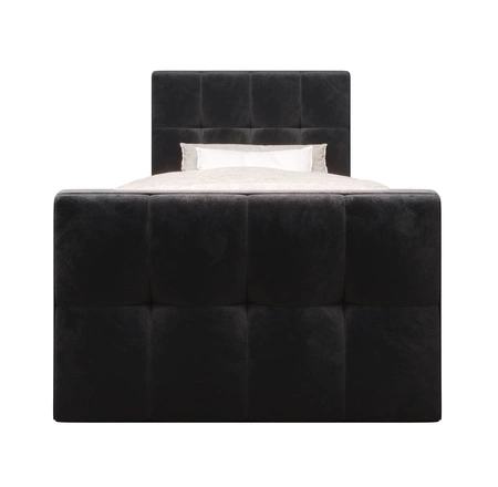 Łóżko kontynentalne Manhattan 90x200 grafitowe w nowoczesnym skandynawskim stylu z tapicerowanym zagłówkiem i zanóżkiem łóżko z pojemnikiem