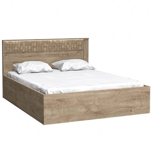 Łóżko Natural 160x200 cm dąb ribbeck stylowe łóżko z pojemnikiem na pościel designerski zagłówek wzbogacony o subtelne oświetlenie
