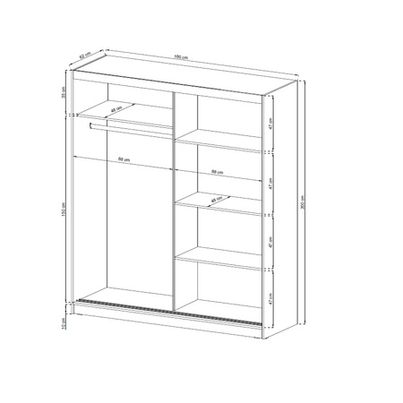 Szafa przesuwna Anafi 180 cm biała nowoczesna szafa idealna do garderoby sypialni lub przedpokoju