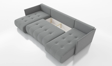 Narożnik z funkcją spania Selva U szary ciekawie prezentujący się narożnik do salonu velvetowa tkanina o eleganckiej strukturze