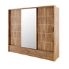 Szafa przesuwna z lustrem Arti 250 cm dąb stirling estetycznie wykonana szafa do sypialni wzbogacona oświetleniem LED pojemne szuflady
