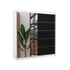 Szafa przesuwna z lustrem Oliver 200 cm biały / czarny pojemna szafa do sypialni z ozdobnymi listwami ergonomiczny układ wnętrza