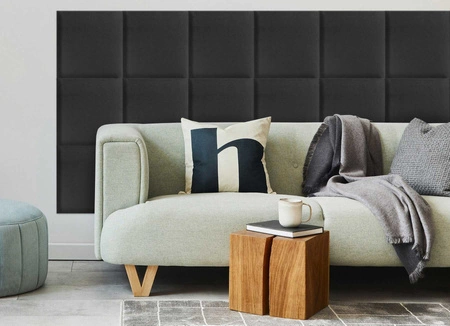 Panel tapicerowany Quadra 50x50 cm grafitowy stylowy panel ścienny kwadrat welurowa tkanina modne wykończenie każdej aranżacji