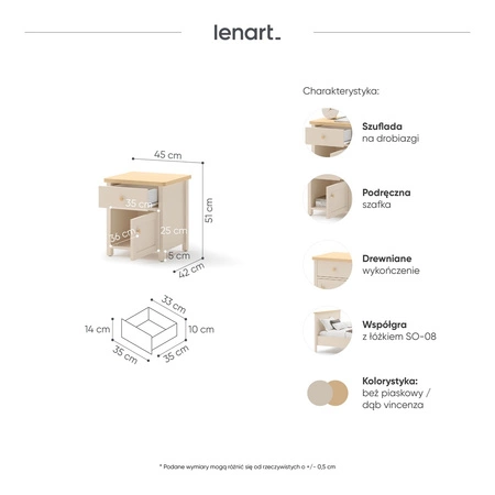 Zestaw mebli Story beżowy / dąb vincenza bielona stylowe meble do pokoju młodzieżowego o subtelnym wykończeniu modna kolorystyka