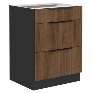 Szafka kuchenna stojąca z szufladami Brianza 60 D 3S BB metalowe uchwyty krawędziowe szafka odporna na działanie wilgoci i uszkodzenia