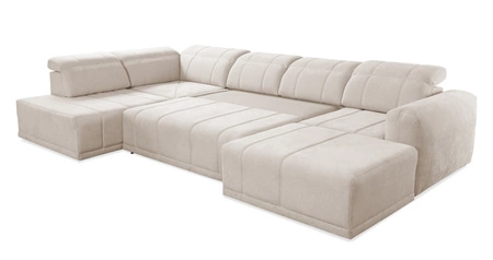 Narożnik z funkcją spania Cetara VI szary prawostronny komfortowy i stylowy narożnik rozkładany z przesuwanymi oparciami