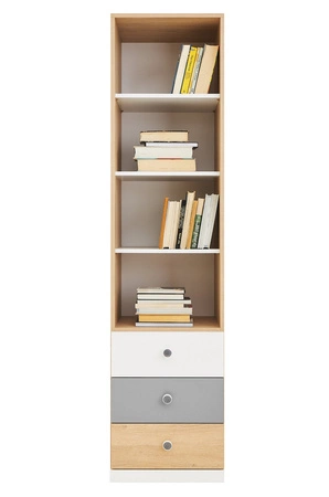 Zestaw mebli Pixel dąb biszkoptowy / biały / szary idealna propozycja do pokoju młodzieżowego lub dziecięcego w modnym stylu