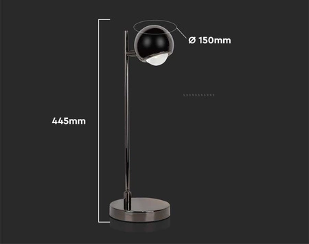 Lampka nocna Globe czarna 5W 3000K elegancki design metalowy korpus regulowane ramię idealna propozycja oświetlenia do biura
