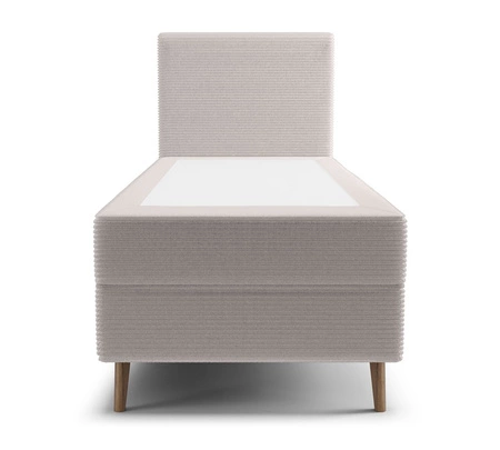 Łóżko kontynentalne Totti 80x200 kość słoniowa stylowe łóżko z pojemnikiem na pościel trójwymiarowa tkanina o wyrazistych prążkach