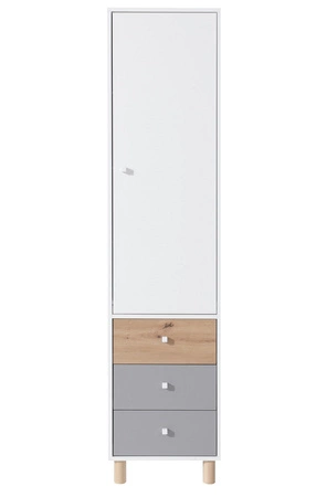 Zestaw mebli Beja biały / dąb artisan / szary idealna propozycja do pokoju młodzieżowego meblościanka z biurkiem