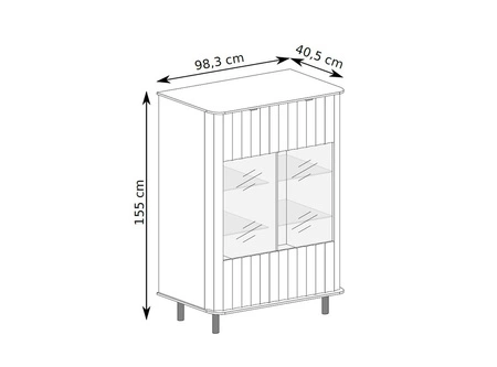 Zestaw mebli do salonu Novado biel alpejska stylowe meble o ponadczasowej elegancji z frezowanymi frontami czarne metalowe dodatki