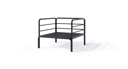 Fotel ogrodowy Wenecja grafit / beżowy elegancki design fotel z poduchami do ogrodu metalowa konstrukcja w stylu minimalistycznym