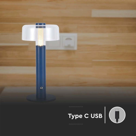 Lampka nocna Dapper niebieska 1W 3000K elegancka lampa o wielu zastosowaniach idealna do sypialni biura i salonu metalowa podstawa