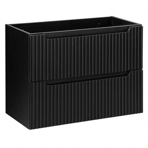 Szafka pod umywalkę Nova 80 cm czarna designerska szafka z ryflowanymi frontami i frezowanymi uchwytami pojemne szuflady