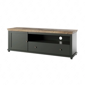 Szafka RTV Evora 181 cm butelkowa zieleń / dąb lefkas elegancka stylistyka zachwyci miłośników wyrazistych wnętrz