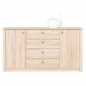 Komoda z szufladami Finezja 160 cm dąb sonoma jasny nowoczesny design mebla obrzeża komody wykończone specjalną okleiną ABS