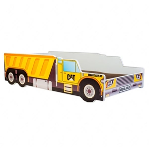 Łóżko Construction Car 80x160 cm designerskie łóżko z materacem w kształcie samochodu z ozdobnym nadrukiem solidne wykonanie