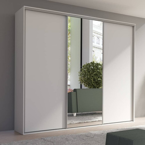 Szafa przesuwna z lustrem Grande 277 cm biała nowoczesny design wykończenie ABS oraz aluminiowe prowadnice drzwi