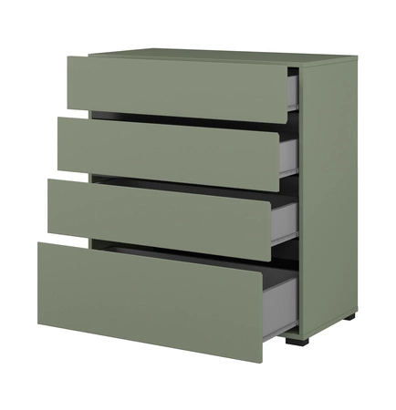 Komoda z szufladami Cross 80 cm zielona stylowy design komody do sypialni prosta forma w nowoczesnym wydaniu