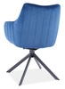 Krzesło tapicerowane Azalia 44x42 cm granatowe nowoczesne krzesło obrotowe z metalowymi nogami stylowe krzesło kubełkowe