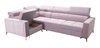 Narożnik z funkcją spania Nausa II pudrowy róż lewostronny velvet dekoracyjne przeszycia na siedzisku narożnik z pojemnikiem na pościel