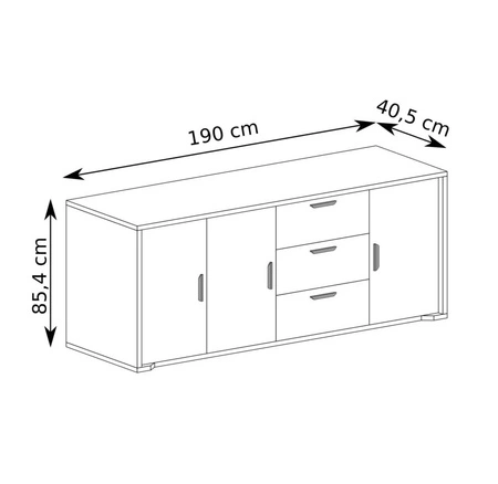 Komoda z szufladami Grand 190 cm dąb cremona oryginalny design funkcjonalna komoda z zaoblonymi detalami idealna do salonu lub sypialni