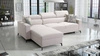 Narożnik z funkcją spania Savona kremowy lewostronny wygodny i elegancki narożnik z regulowanymi zagłówkami dekoracyjne przeszycia 