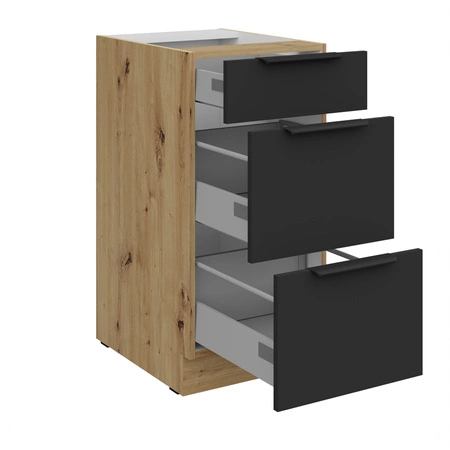 Zestaw mebli kuchennych Alatri Ar 255 cm stylowe szafki kuchenne z frontami wykonanymi w technologii anti fingerprint metalowe uchwyty