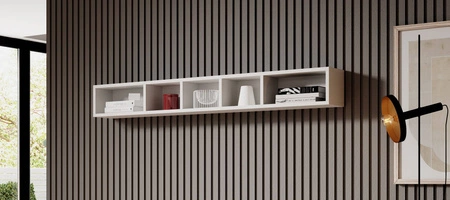 Meblościanka Toledo biała / biały połysk idealna do salonu lub pokoju dziennego nada niepowtarzalny charakter wnętrzu