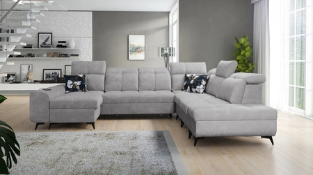 Narożnik z funkcją spania Buffalo X szary popiel lewostronny funkcjonalny i komfortowy narożnik do pokoju z pojemnikami na pościel