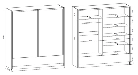 Szafa przesuwna Vivio 204 cm biały połysk nowoczesny design szafa idealna do garderoby sypialni lub przedpokoju