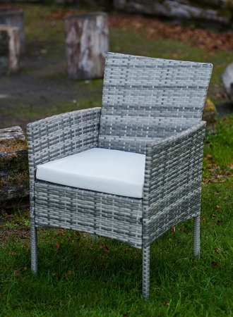 Zestaw mebli ogrodowych Sano szary nowoczesne wzornictwo stylowy design niewielkich wymiarów komplet idealny na balkon